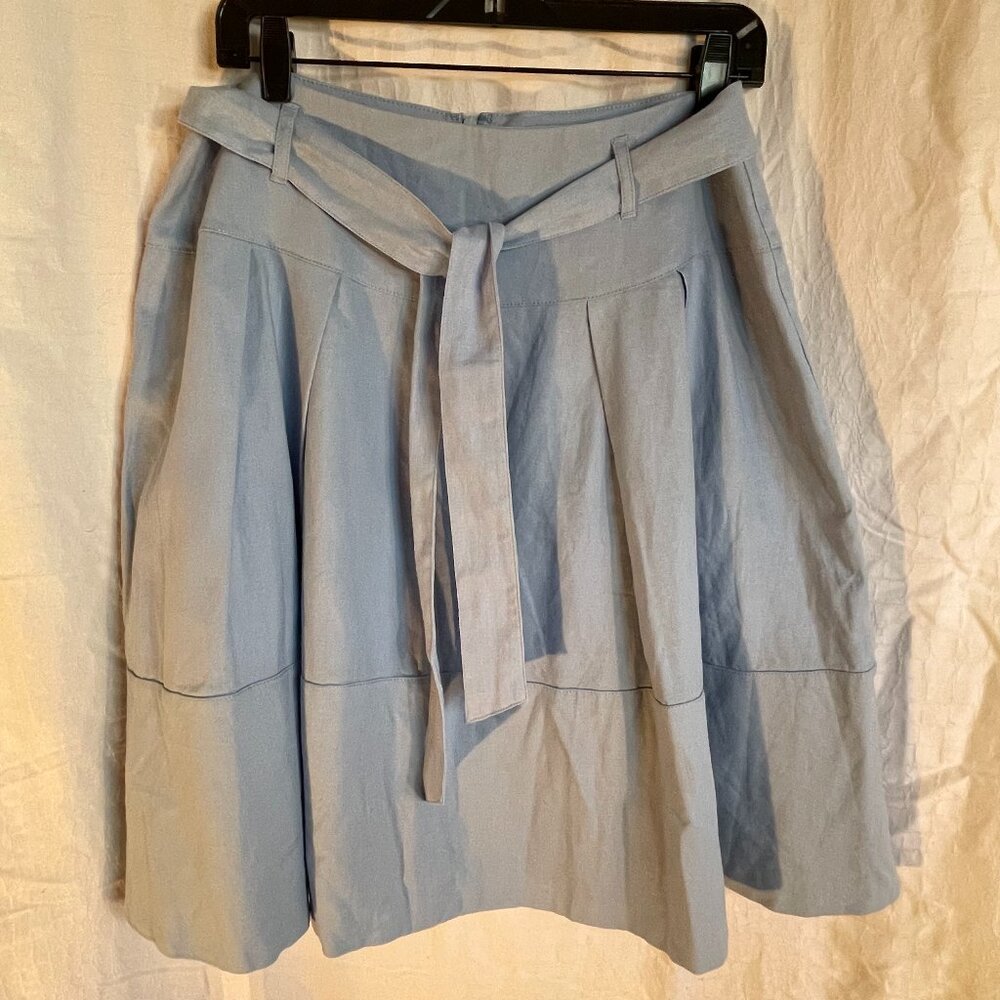 NEW IMMYC linen baby blue skirt size 12 Isaac Mizrahi